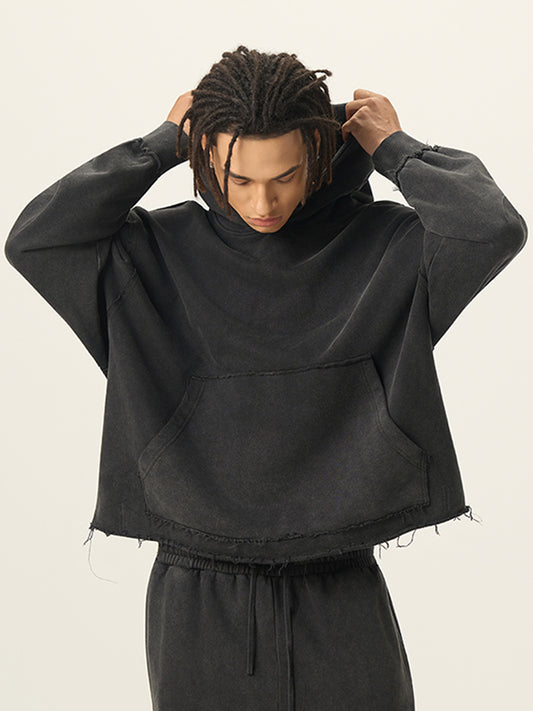 Stone-Washed Black Oversized Hoodie 420g Soft French Terry