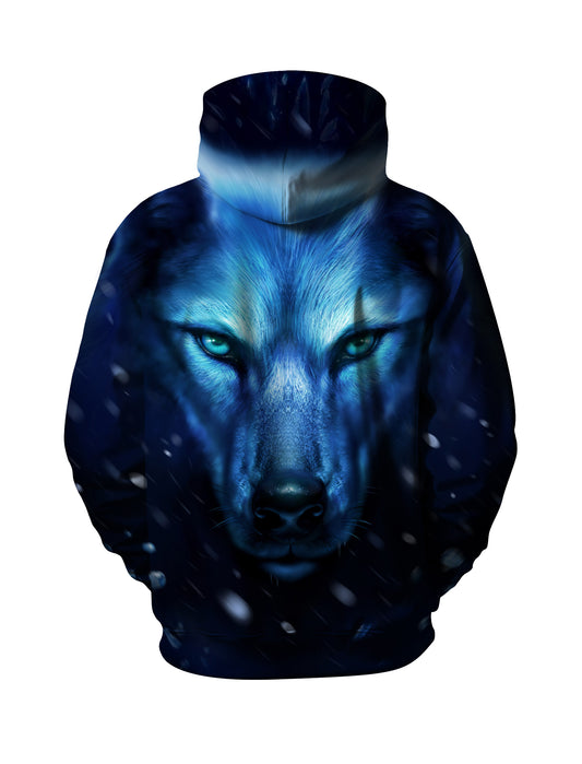Spirit Wolf Face with Snowy Night 3D Print Hoodie