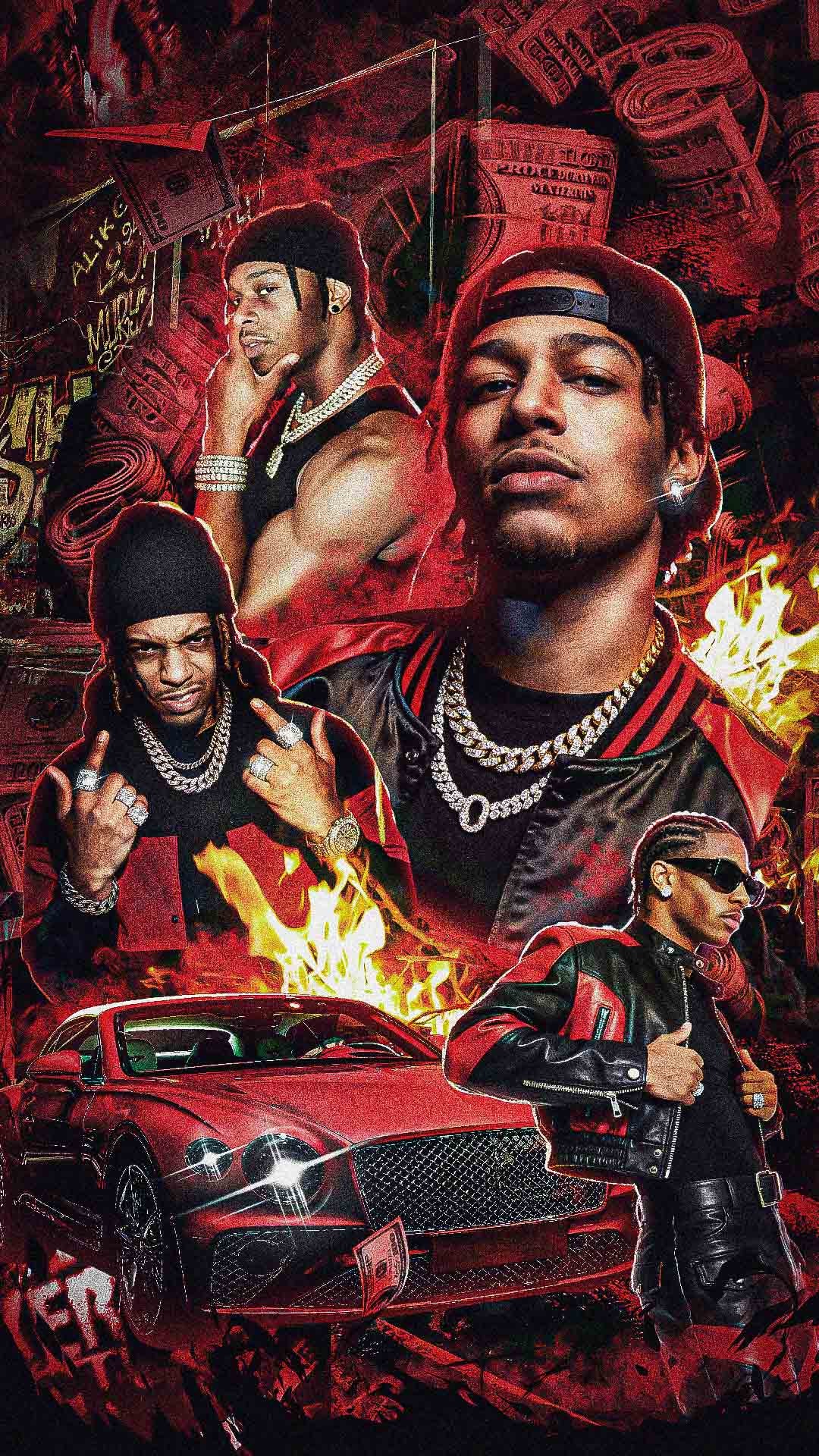 Custom Portrait Collage Poster "Grunge Red Luxury Hip-Hop Style"