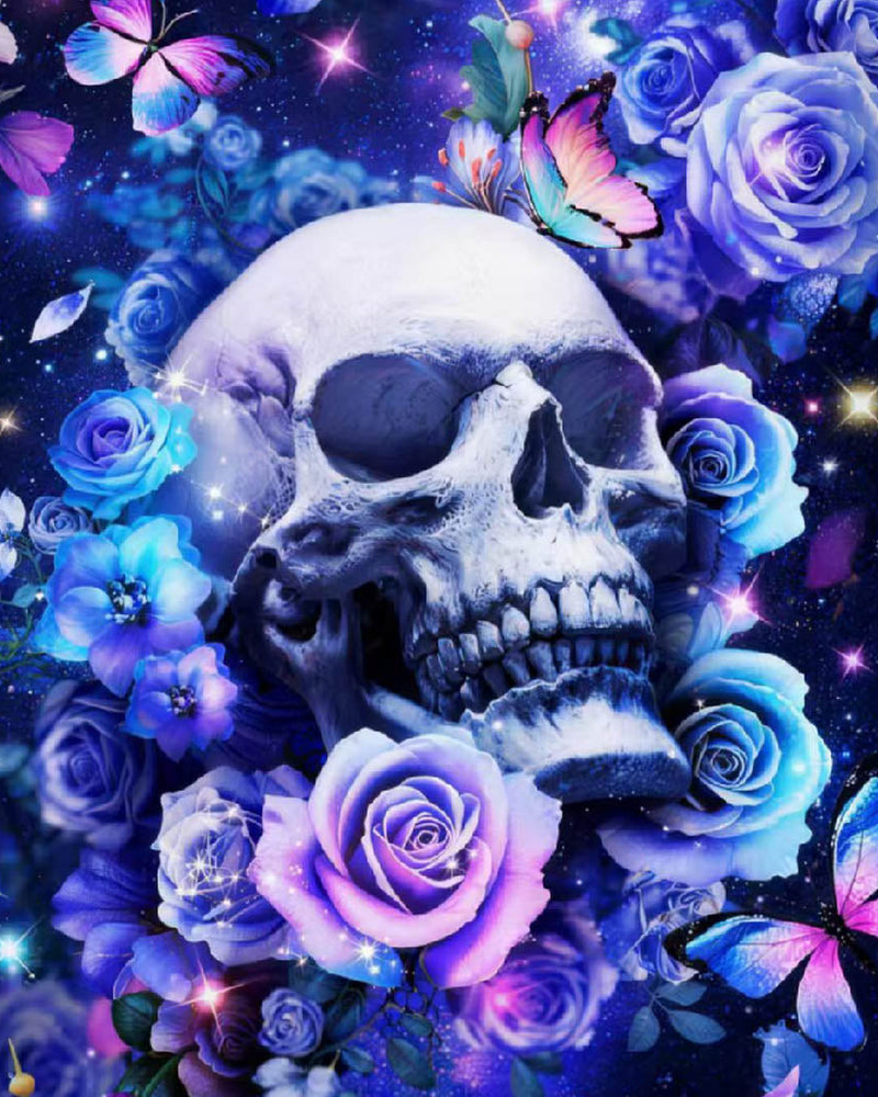 Flowers & Butterflies Skull