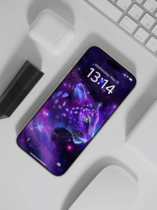 紫色星系豹紋手機桌布