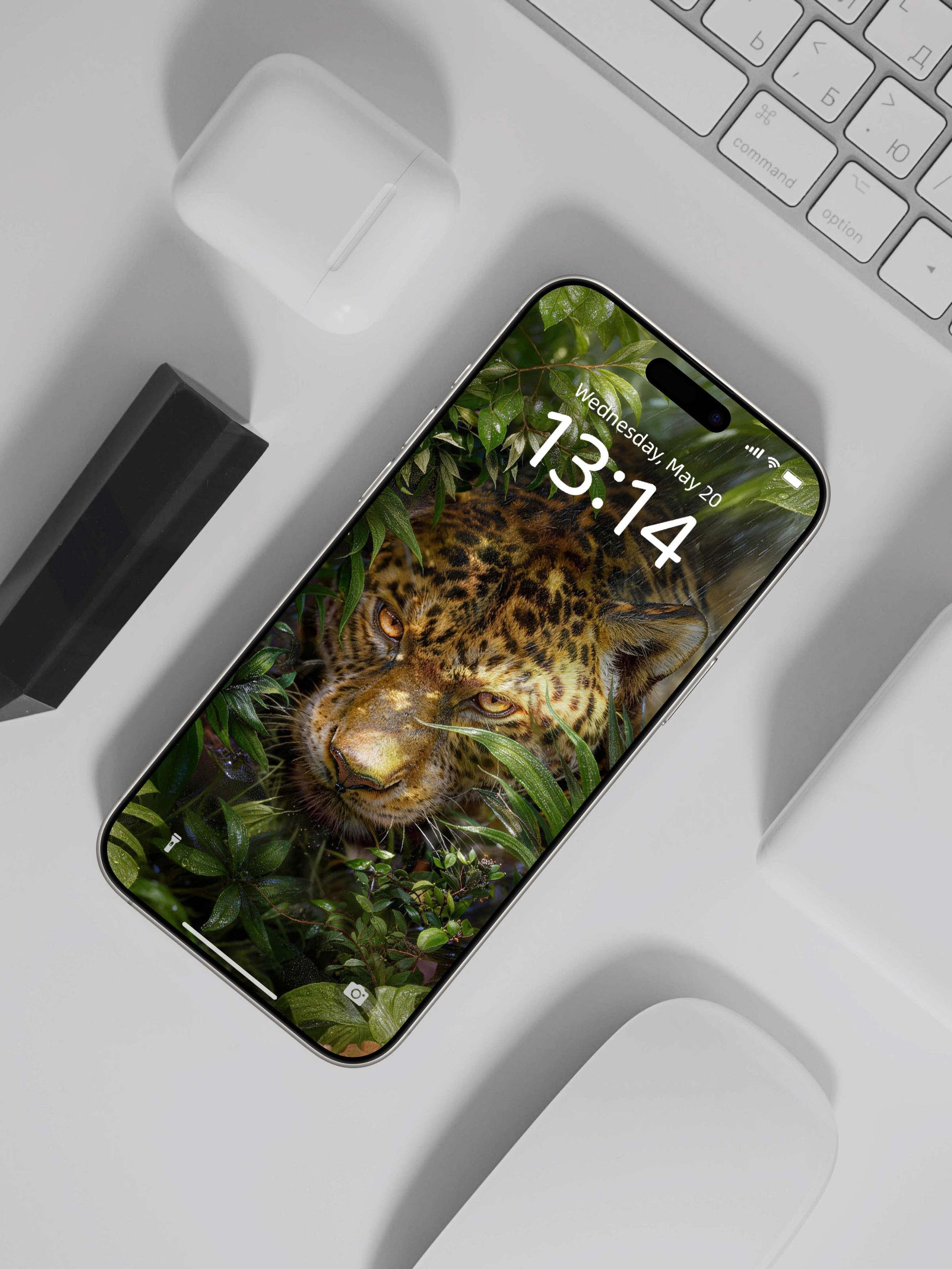 Dense Forest Hidden Leopard Digital Wallpaper