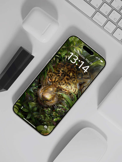 Dense Forest Hidden Leopard Digital Wallpaper