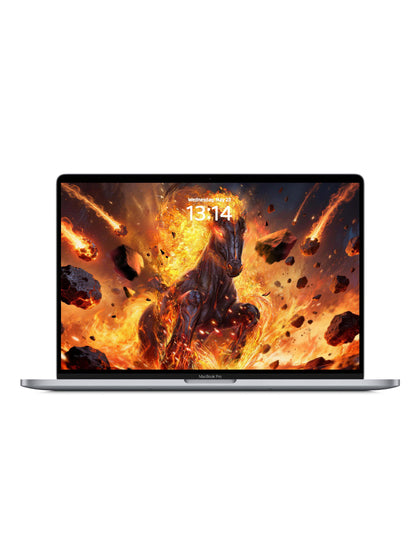 Blazing Flame Black Horse Digital Wallpaper