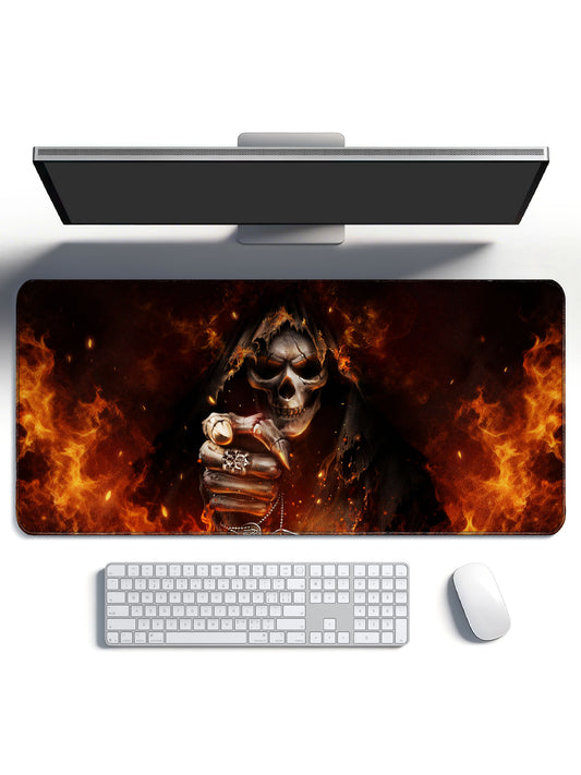 Dark Fantasy Grim Reaper Pointing Flame Large Anti-Glare Desk Mat