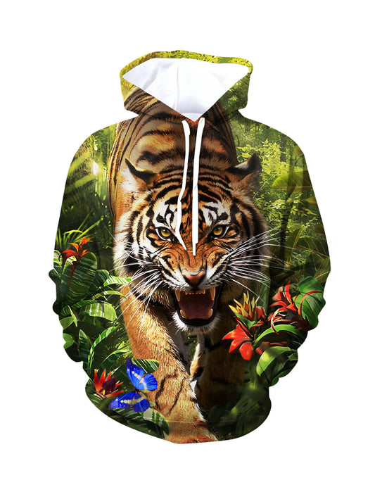 Tiger Jungle 3D All Over Print Hoodie for Men Women, Wild Animal Graphic Pullover Sweatshirt