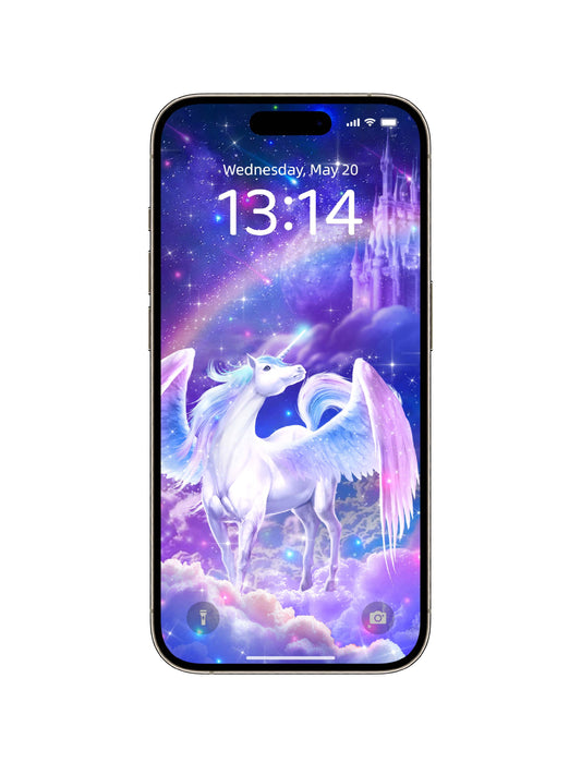Castle Cloud Pegasus Unicorn Phone Wallpaper