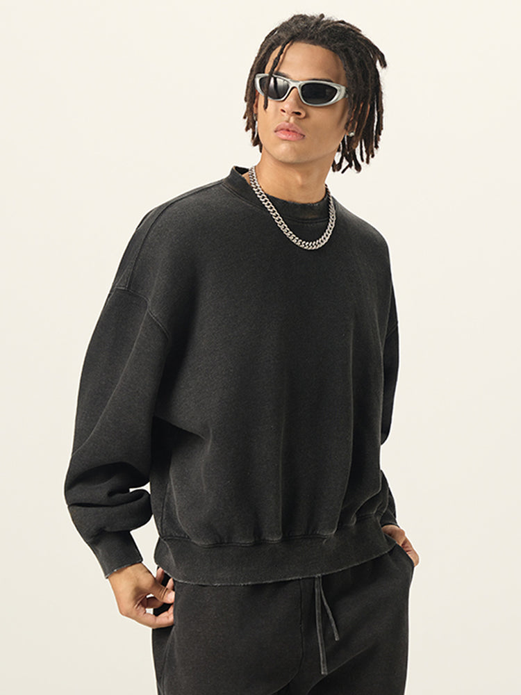 Stone-Washed Heavyweight Fleece Oversized Sweatshirt