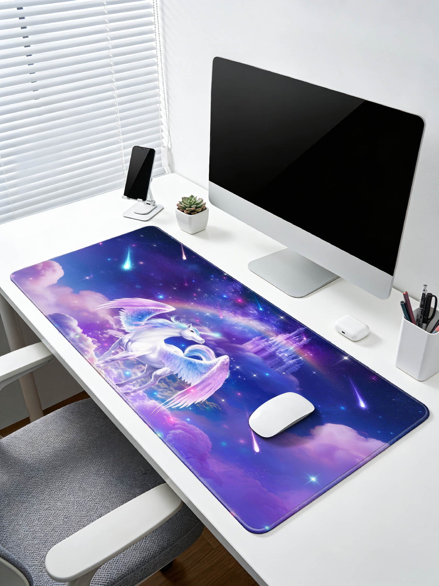 Galaxy Pegasus with Castle & Shooting Stars Desk Mat