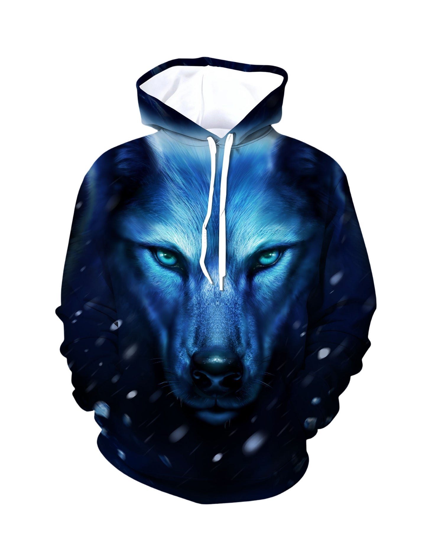 Spirit Wolf Face with Snowy Night 3D Print Hoodie