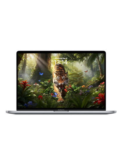 Rainforest Pouncing Tiger Digital Wallpaper