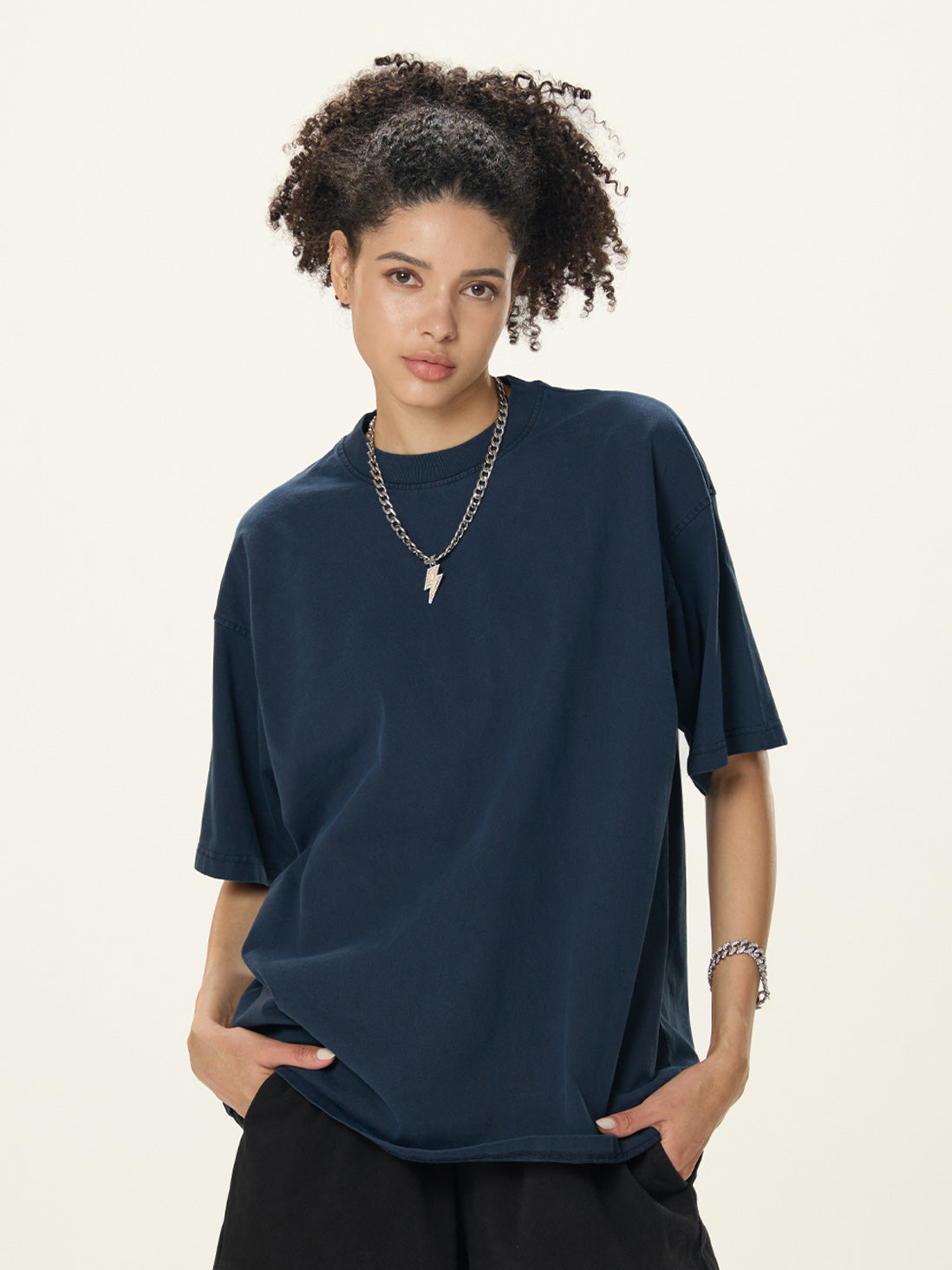 Stone-Washed Heavyweight Cotton Oversized T-Shirt