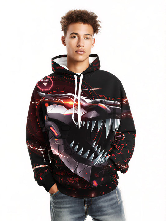 Cyber Dino 3D All Over Print Hoodie Unisex Streetwear Soft Comfortable Loose Fit