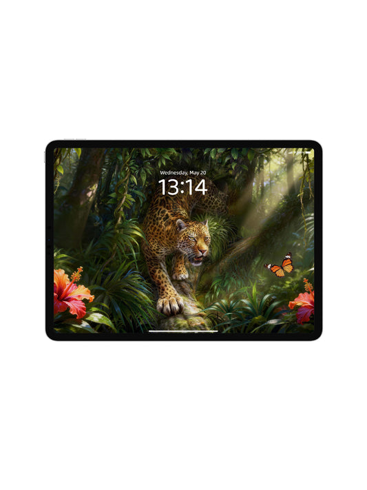 Tree Branch Crawling Leopard Digital Wallpaper