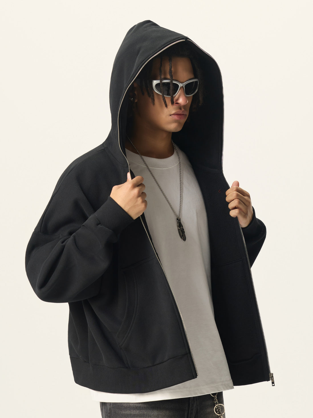 350g Fleece Zip-Up Hoodie Oversized