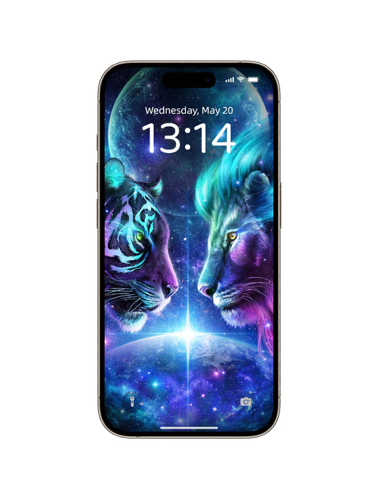 宇宙虎獅雙生手機桌布