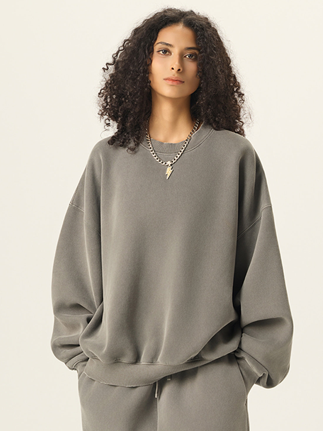 Stone-Washed Heavyweight Fleece Oversized Sweatshirt