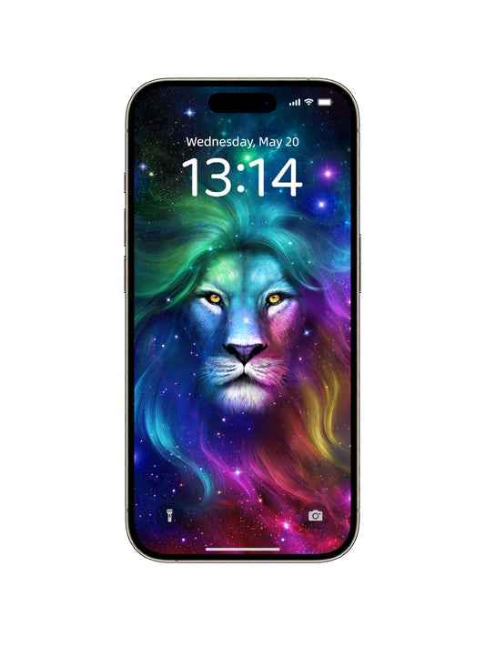 彩虹星系獅子頭手機桌布