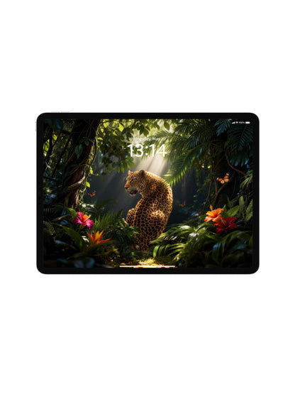Sunlit Rainforest Turning Leopard Digital Wallpaper