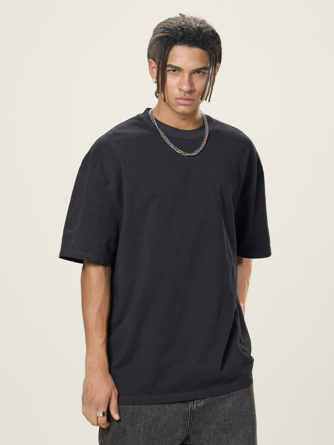Stone-Washed Heavyweight Cotton Oversized T-Shirt