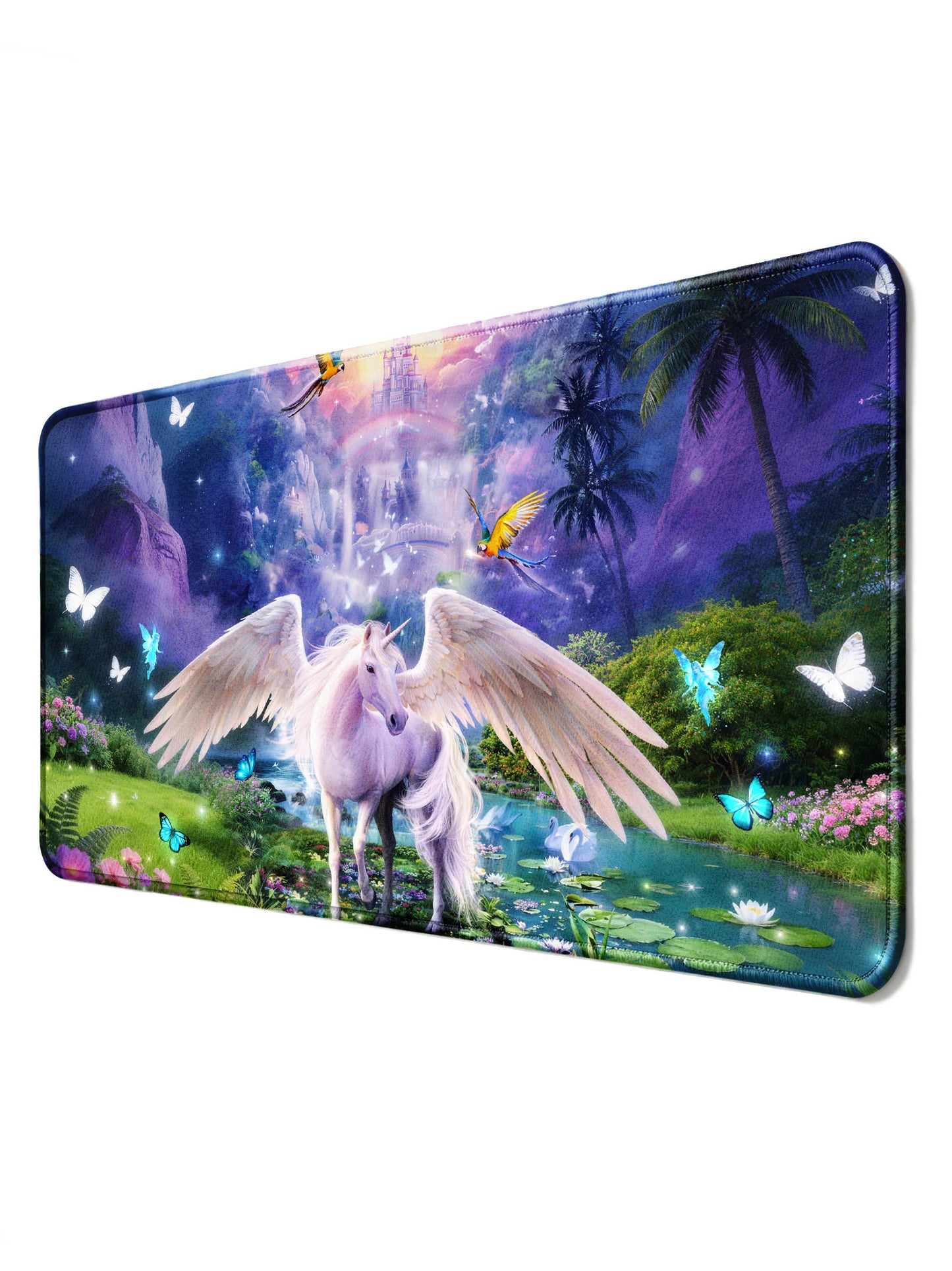 奇幻天馬獨角獸與熱帶鳥城堡滑鼠墊