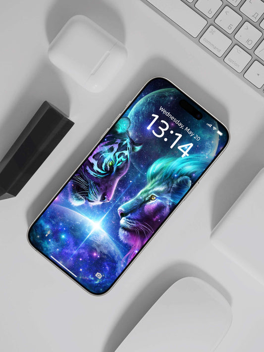 宇宙虎獅雙生手機桌布