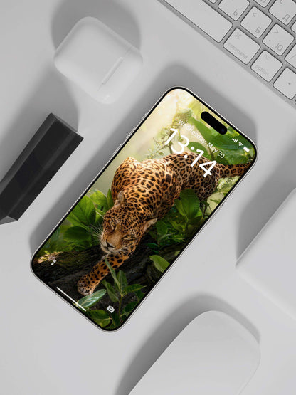 Rainforest Crawling Leopard Digital Wallpaper