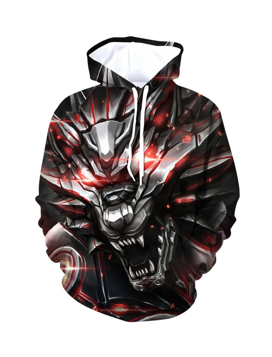 Hoodie 3D All Over Print Cyber Wolf Face Unisex Streetwear Soft Comfortable Loose Fit