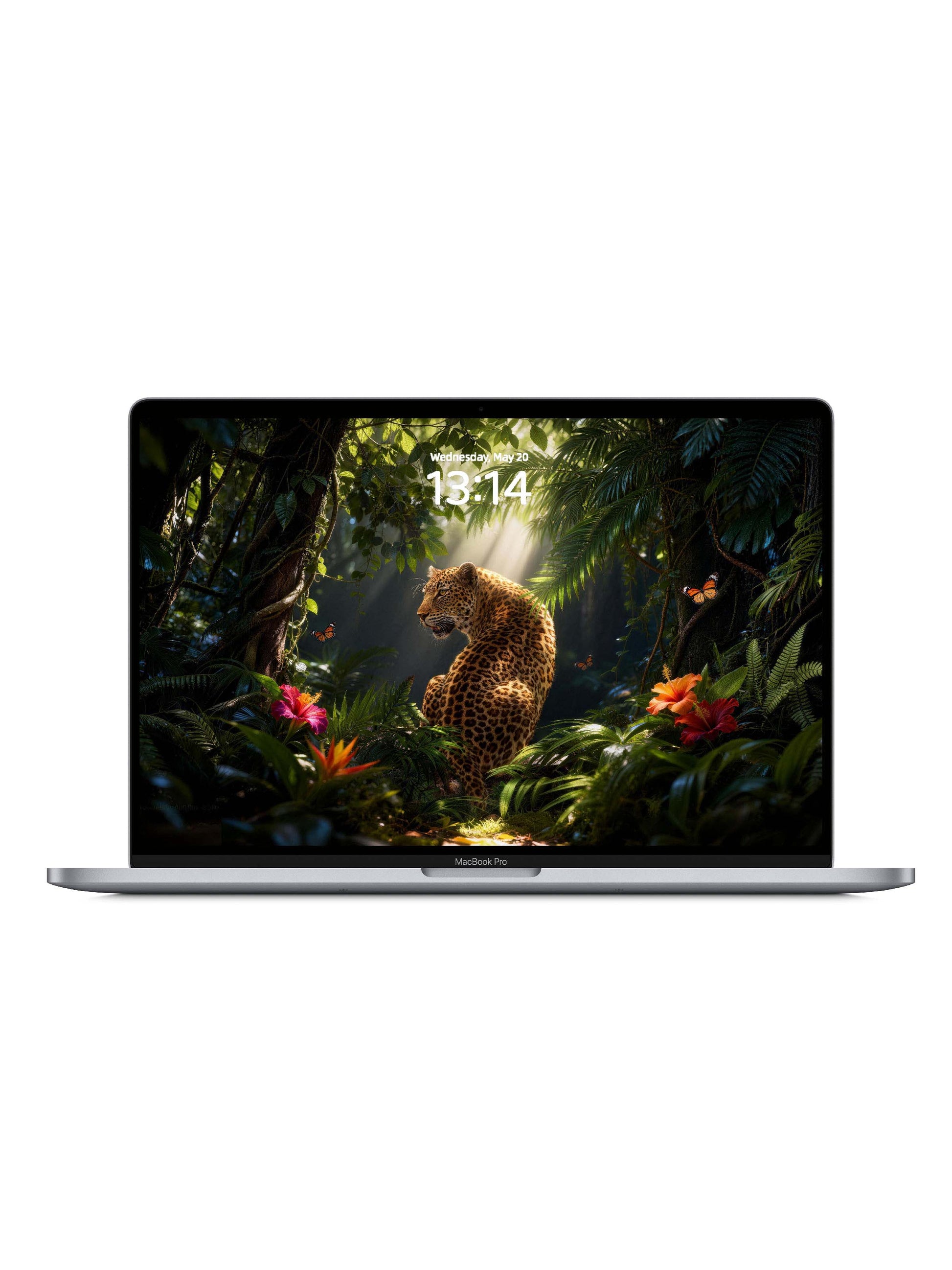 Sunlit Rainforest Turning Leopard Digital Wallpaper