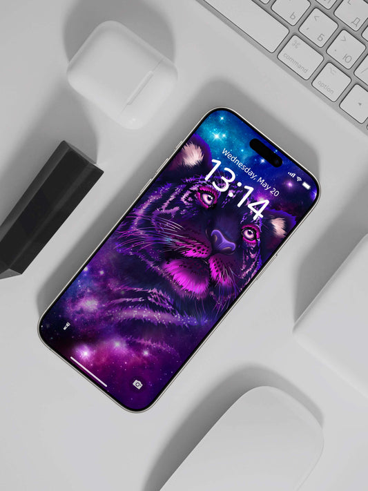 紫色星系虎手機桌布