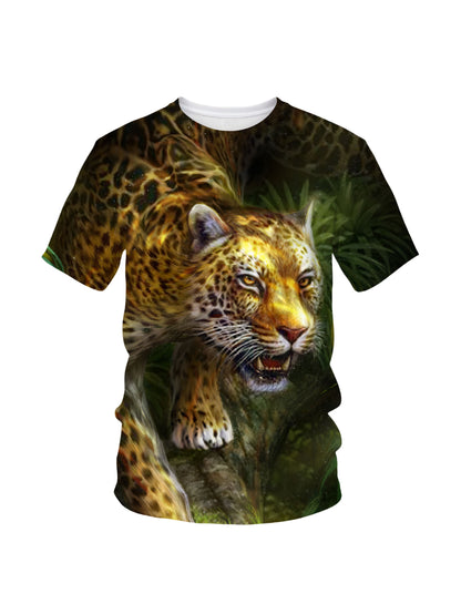 Men women 3d all over print sweatshirt featuring a vibrant golden leopard with black rosettes in a jungle setting