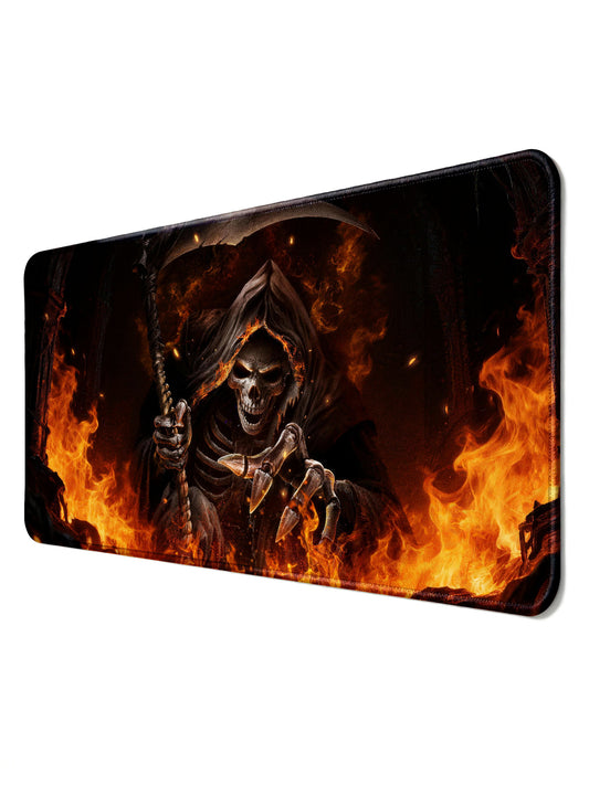 Flame Emerging Grim Reaper Sparkle Finish Large Desk Mat