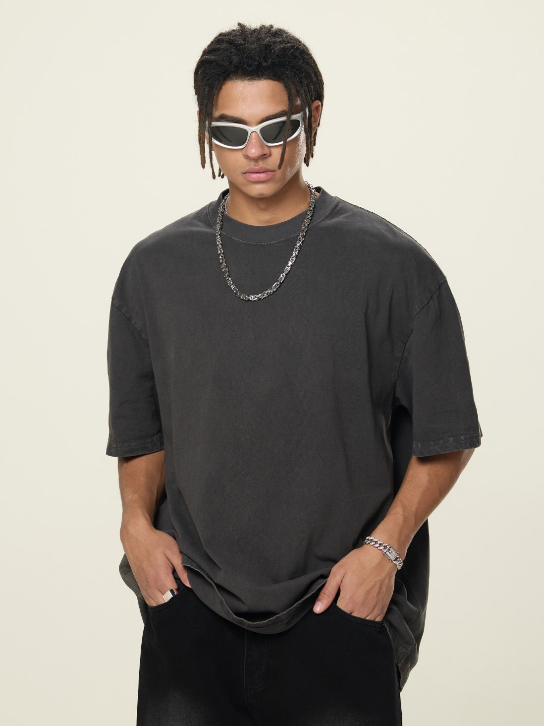 Stone-Washed Heavyweight Cotton Oversized T-Shirt