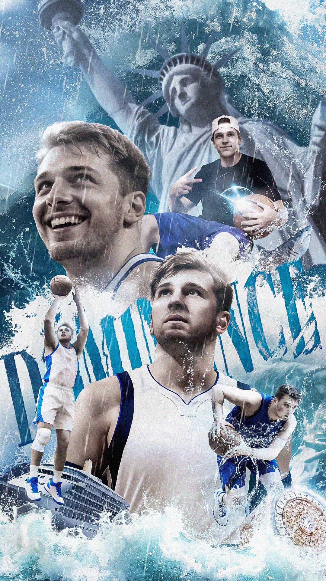 Custom Sports Collage Poster "Cinematic Blue Water Storm Style"