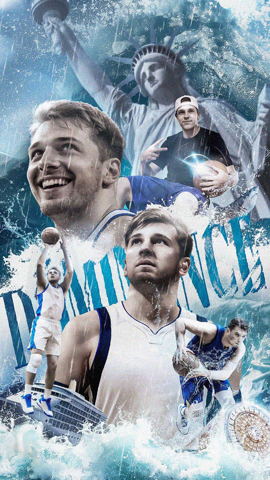 Custom Sports Collage Poster "Cinematic Blue Water Storm Style"
