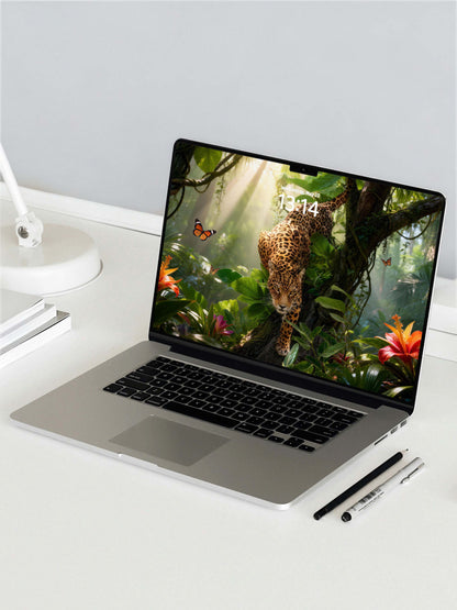Rainforest Crawling Leopard Digital Wallpaper