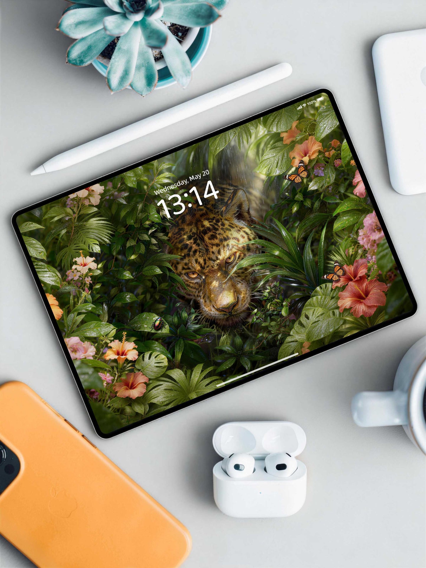 Dense Forest Hidden Leopard Digital Wallpaper