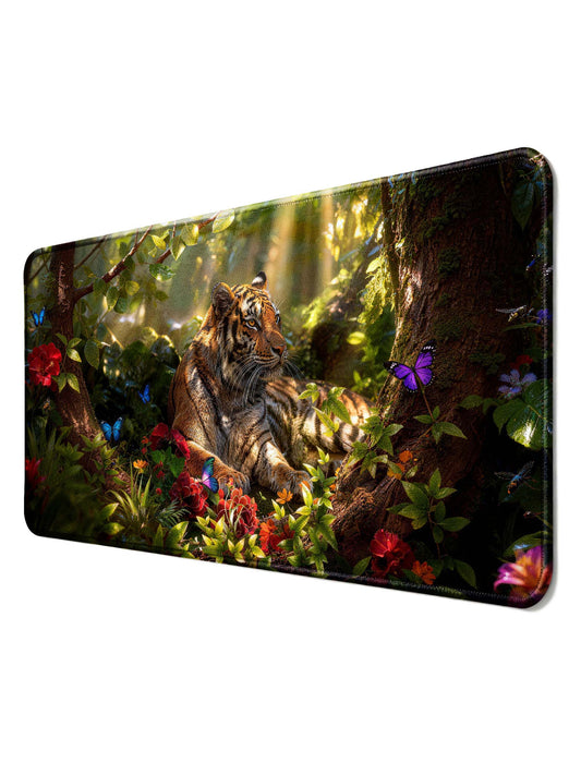 Tiger Resting In Tropical Rainforest Extended Desk Mat