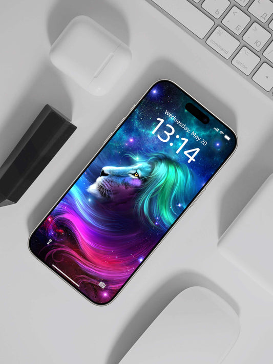 彩虹星系獅子手機桌布
