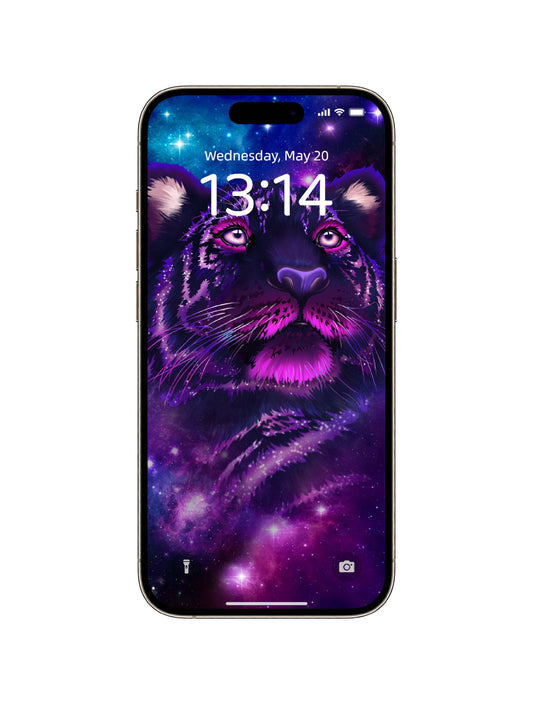 紫色星系虎手機桌布