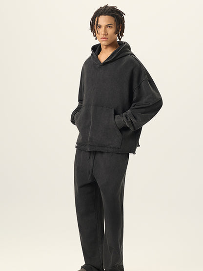 Stone-Washed Black Oversized Hoodie 420g Soft French Terry
