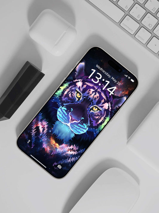 宇宙圖紋老虎手機桌布