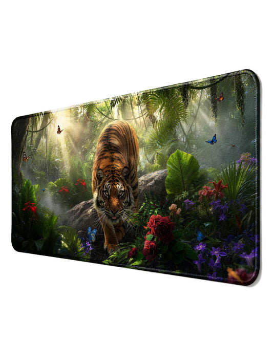 Tiger Walking Through Tropical Rainforest Extended Desk Mat