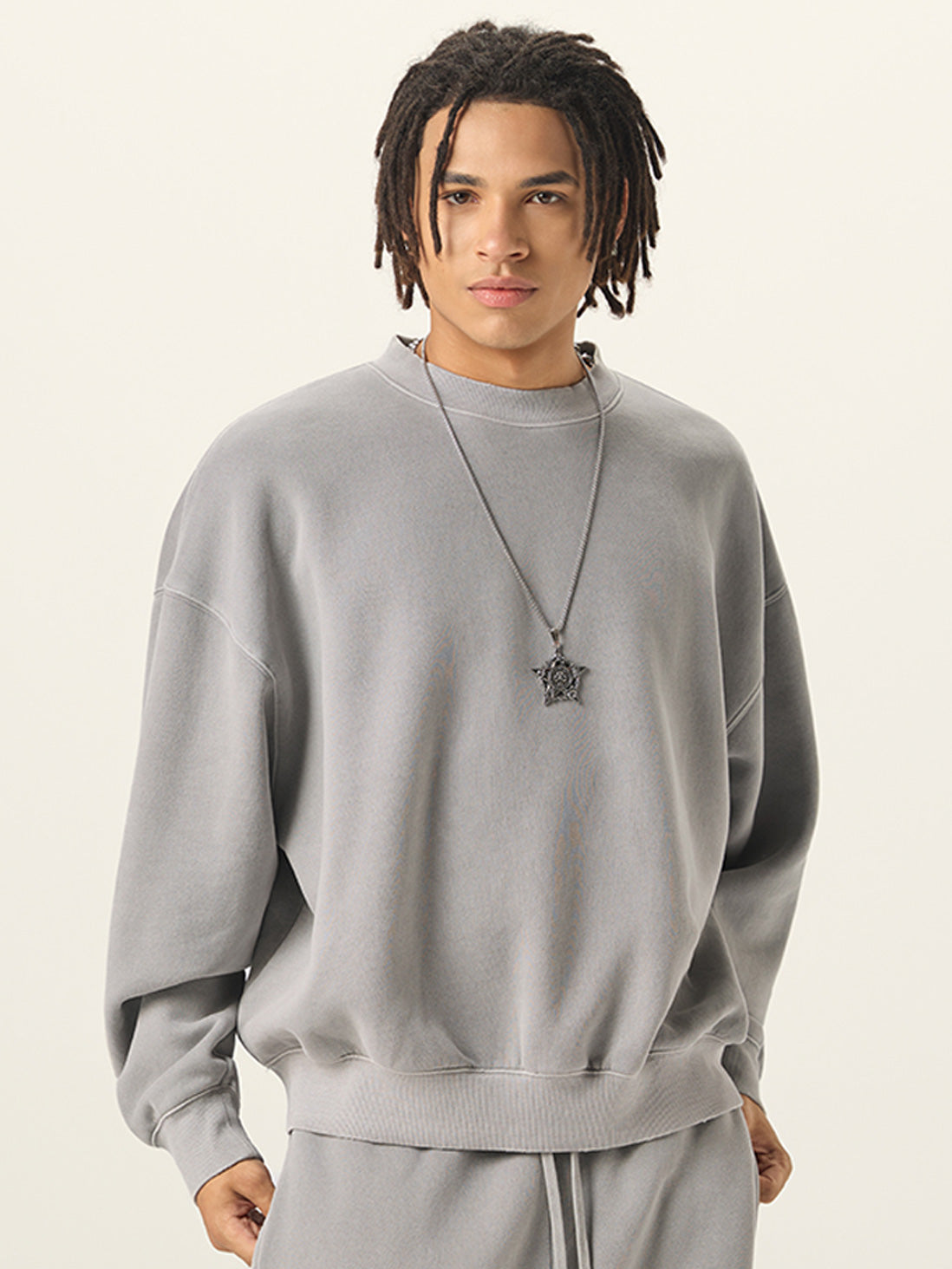 Stone-Washed Heavyweight Fleece Oversized Sweatshirt