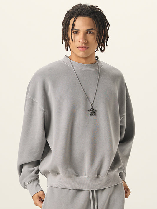Stone-Washed Heavyweight Fleece Oversized Sweatshirt