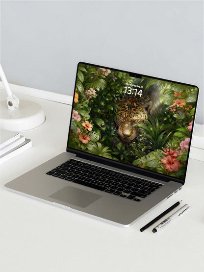 Dense Forest Hidden Leopard Digital Wallpaper