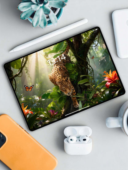 Rainforest Crawling Leopard Digital Wallpaper