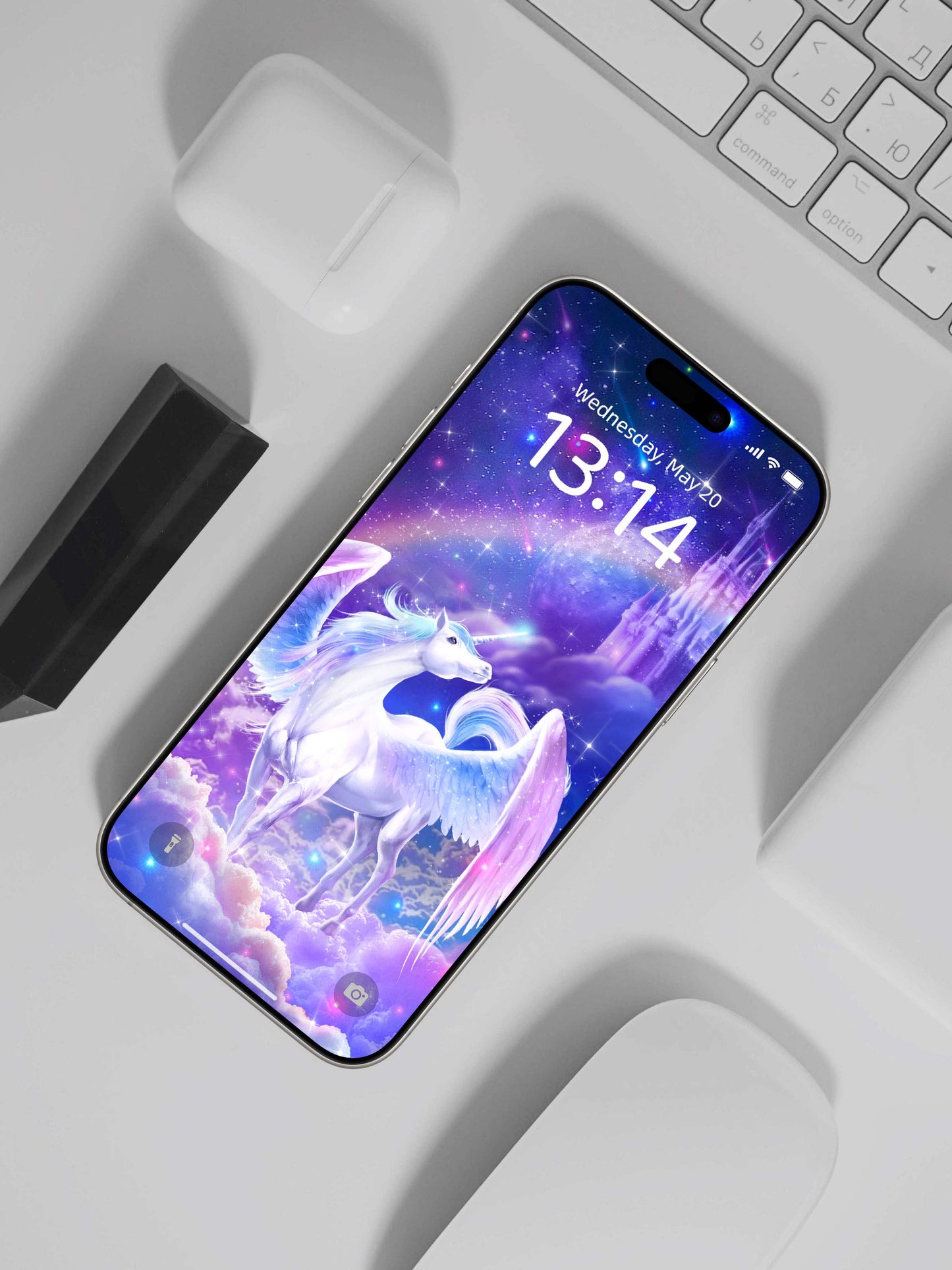 Castle Cloud Pegasus Unicorn Phone Wallpaper