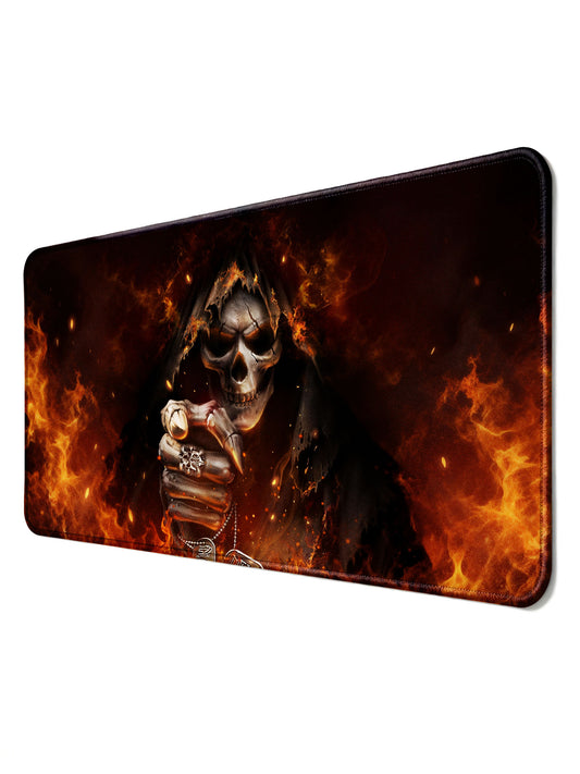Dark Fantasy Grim Reaper Pointing Flame Large Anti-Glare Desk Mat