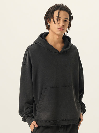 Stone-Washed Black Oversized Hoodie 420g Soft French Terry